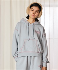 RIKKA FEMME リッカファム プルオーバー パーカー フーディー レディース スウェット ロゴ刺繍 裏毛 配色ステッチ セットアップ対応 RF6F-1201(SAX-FREE)