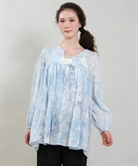 RIKKA FEMME リッカファム ワンピース レディース 長袖 キーネック タイダイ柄 RF6S-1401(BLU-FREE)