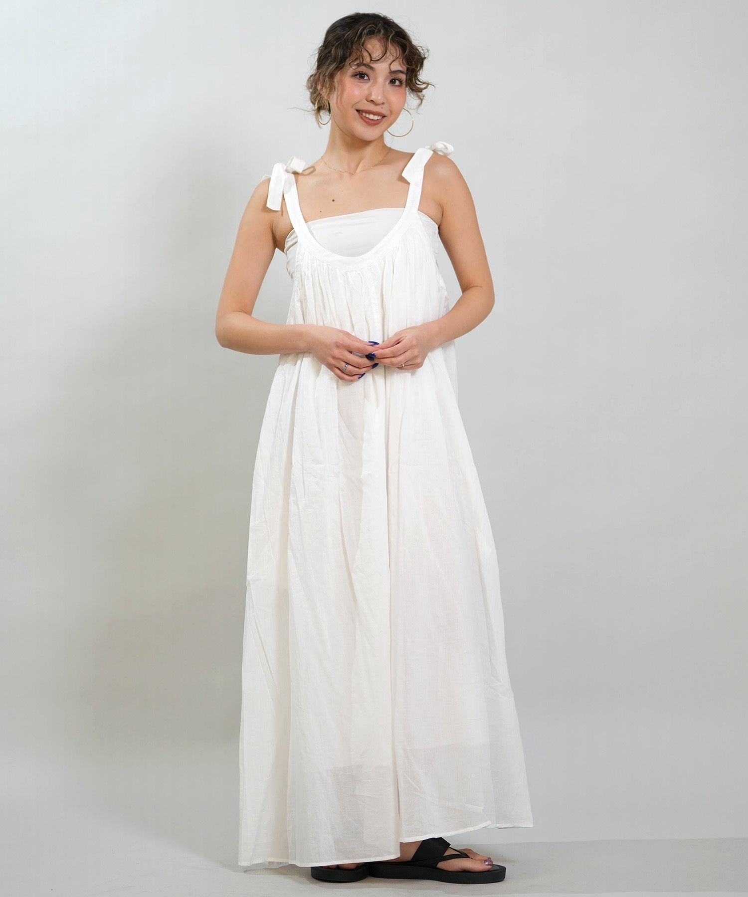 RIKKA FEMME リッカファム ワンピース レディース リボンワンピ ロング丈 RF6S-1402(WHT-FREE)