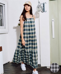 RIKKA FEMME リッカファム ワンピース レディース マドラスチェック ロング丈 RF6S-1403(BLK-FREE)