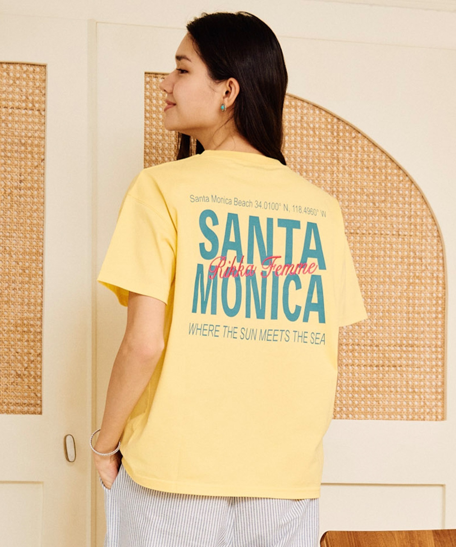 RIKKA FEMME リッカファム 半袖 Tシャツ レディース バックプリント 吸水速乾 UVカット RF6S-2102(YEL-SM)