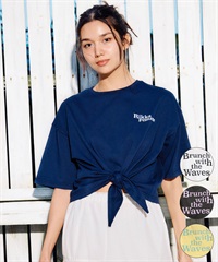 RIKKA FEMME リッカファム 半袖 Tシャツ レディース バックプリント 結びデザイン 吸水速乾 UVカット RF6S-2103(WHT-FREE)