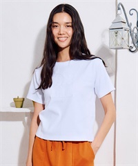 RIKKA FEMME リッカファム 半袖 Tシャツ レディース リブ フロント刺繍 RF6S-2104(WHT-SM)