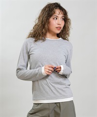RIKKA FEMME リッカファム 長袖 Tシャツ ロンT レディース 重ね着風 UVカット 接触冷感 RF6S-2202(GRY-SM)