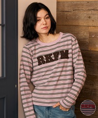 RIKKA FEMME リッカファム 長袖 Tシャツ ロンT レディース ロゴ刺繍 ボーダー柄 RF6F-2204(NVY-SM)