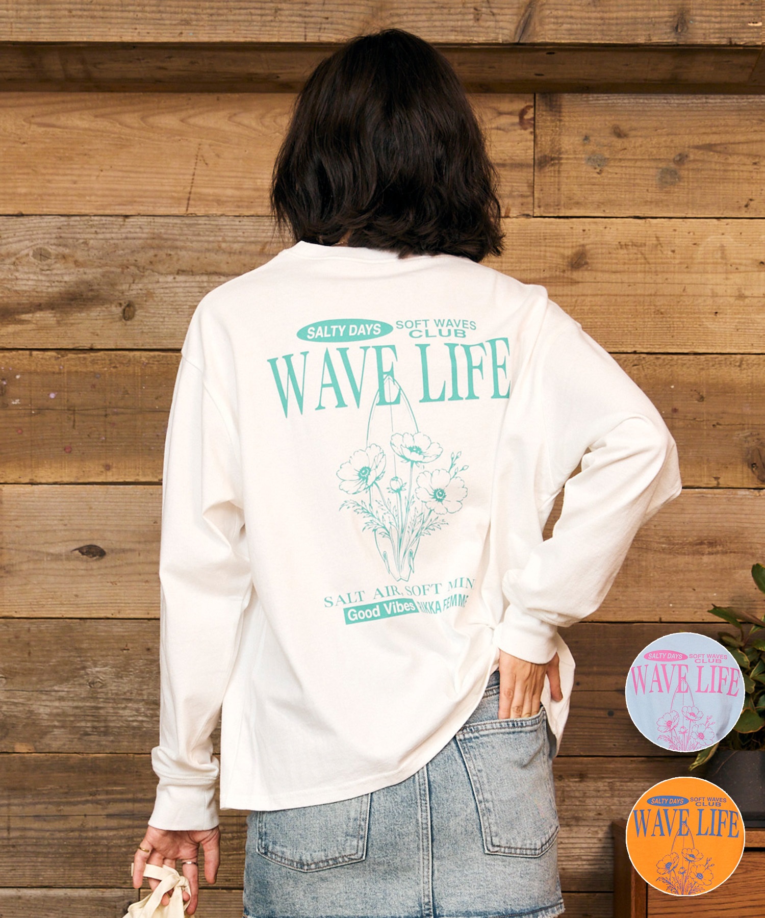 RIKKA FEMME リッカファム 長袖 Tシャツ ロンT レディース バックプリント グラフィック RF6F-2203(WHT-FREE)