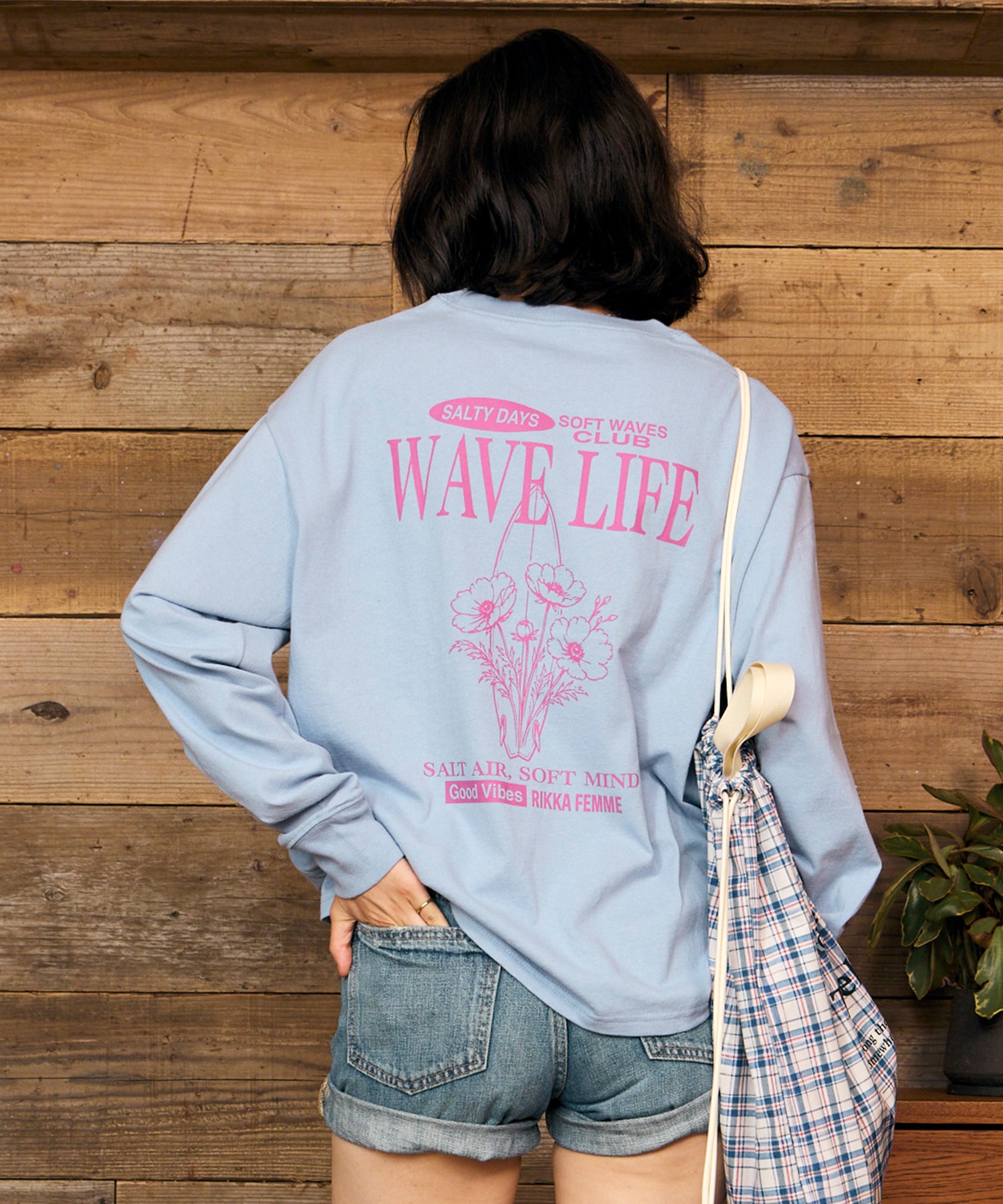 RIKKA FEMME リッカファム 長袖 Tシャツ ロンT レディース バックプリント グラフィック RF6F-2203(BLU-FREE)