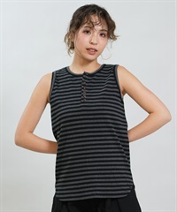 RIKKA FEMME リッカファム タンクトップ レディース ボーダー リブ ヘンリータンクトップ RF6S-2301(GY/BK-FREE)