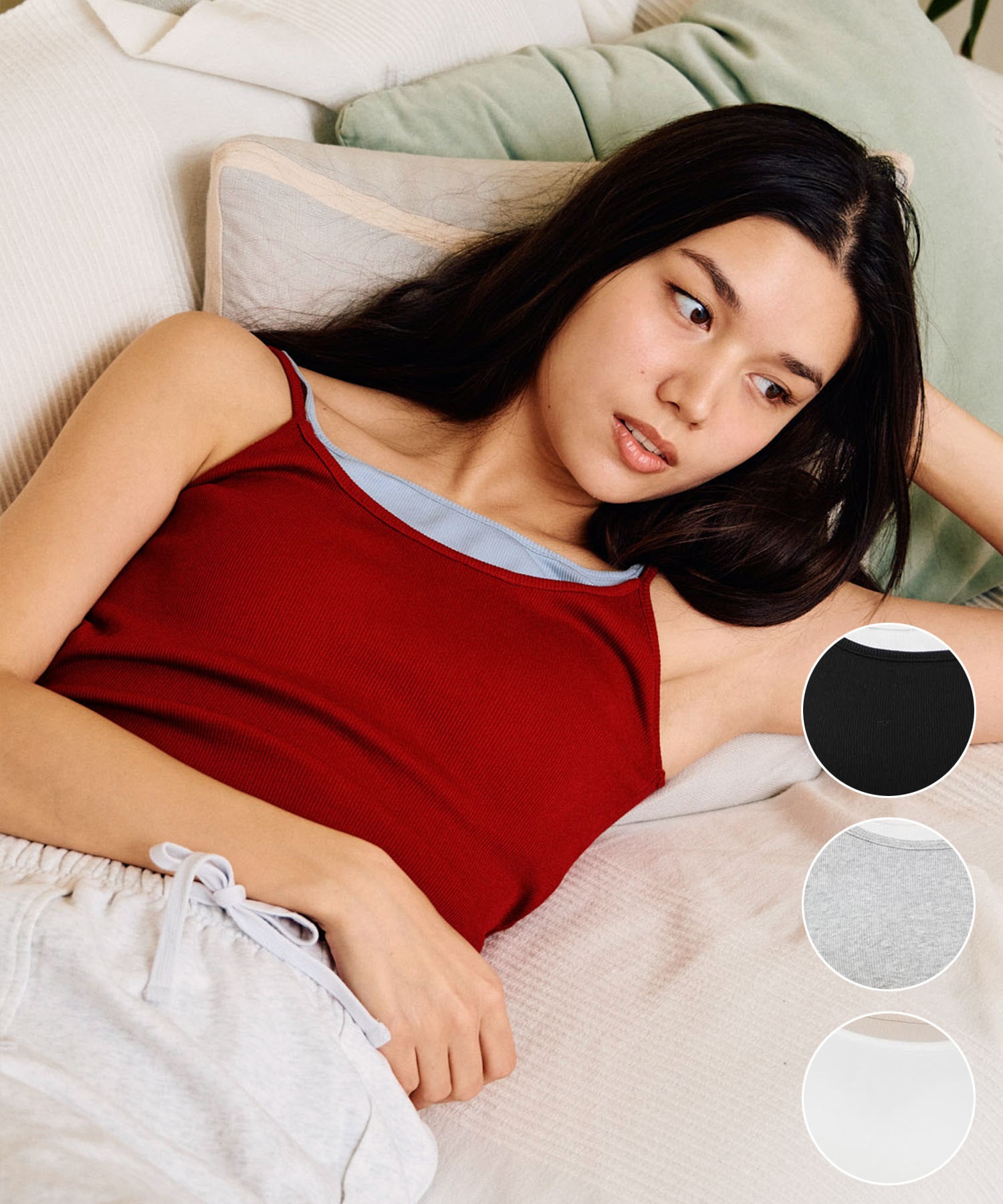 RIKKA FEMME リッカファム キャミソール レディース カップ付き リブ