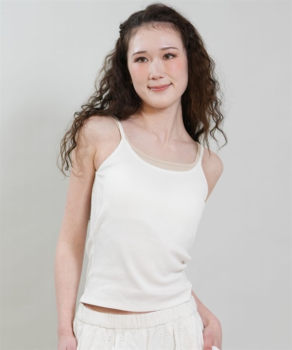 RIKKA FEMME リッカファム キャミソール レディース カップ付き リブ レイヤード風 RF6S-2304