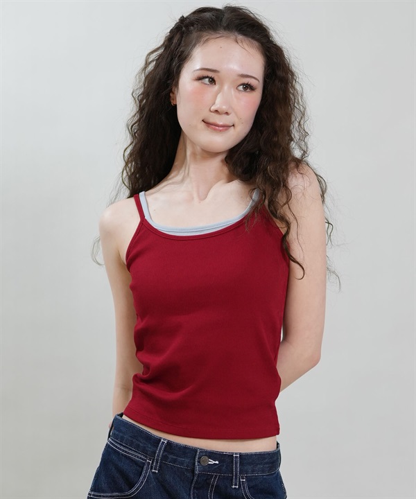 RIKKA FEMME リッカファム キャミソール レディース カップ付き リブ レイヤード風 RF6S-2304