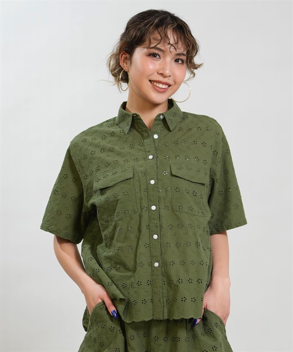 RIKKA FEMME リッカファム 半袖 シャツ レディース レース刺繍 セットアップ対応 RF6S-2401