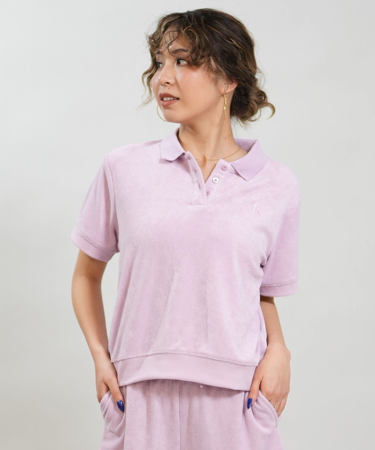 RIKKA FEMME リッカファム 半袖 ポロシャツ レディース パイル生地 吸水速乾 UVカット セットアップ対応 RF6S-2501(PNK-FREE)