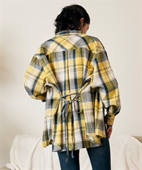 RIKKA FEMME リッカファム 長袖 シャツ レディース チェック柄 ネルシャツ ウエストリボン RF6F-2602(MUS-FREE)