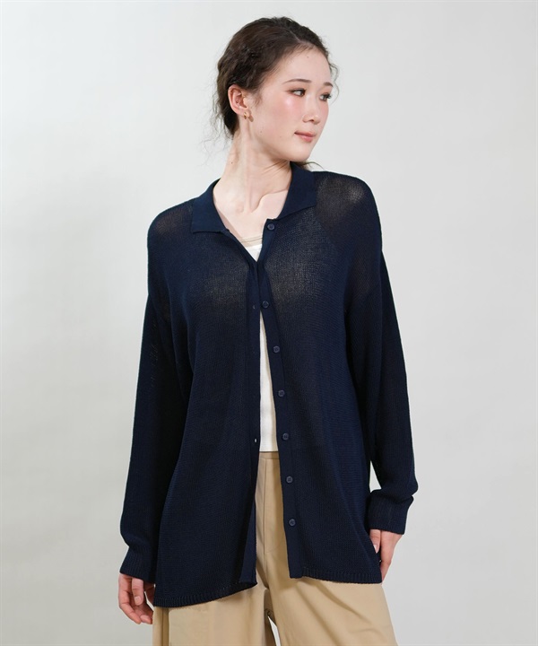 RIKKA FEMME リッカファム 長袖 ポロシャツ レディース ニット シアー RF6S-2701