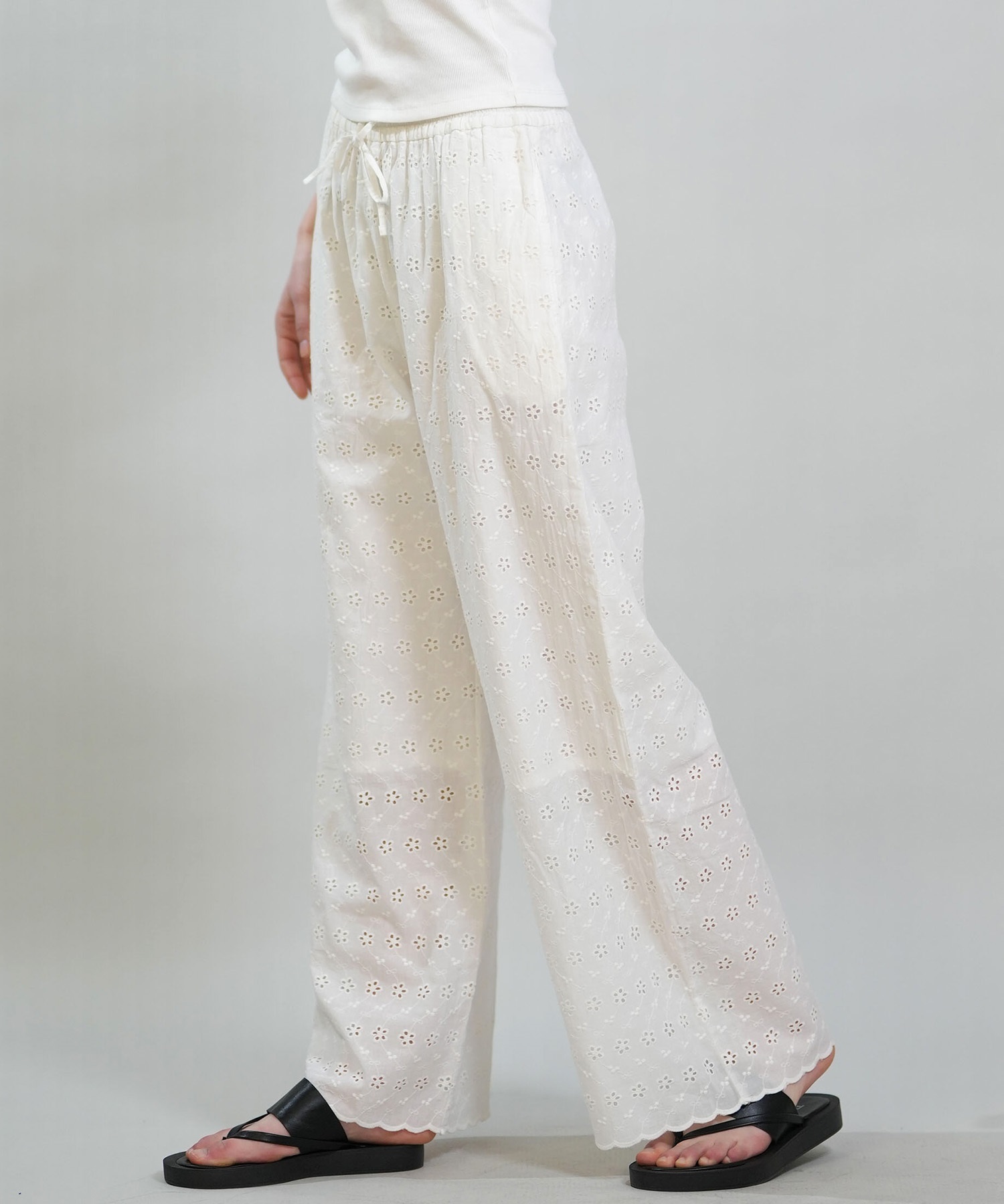 RIKKA FEMME リッカファム ロングパンツ レディース レース刺繍 セットアップ対応 RF6S-3101(WHT-FREE)