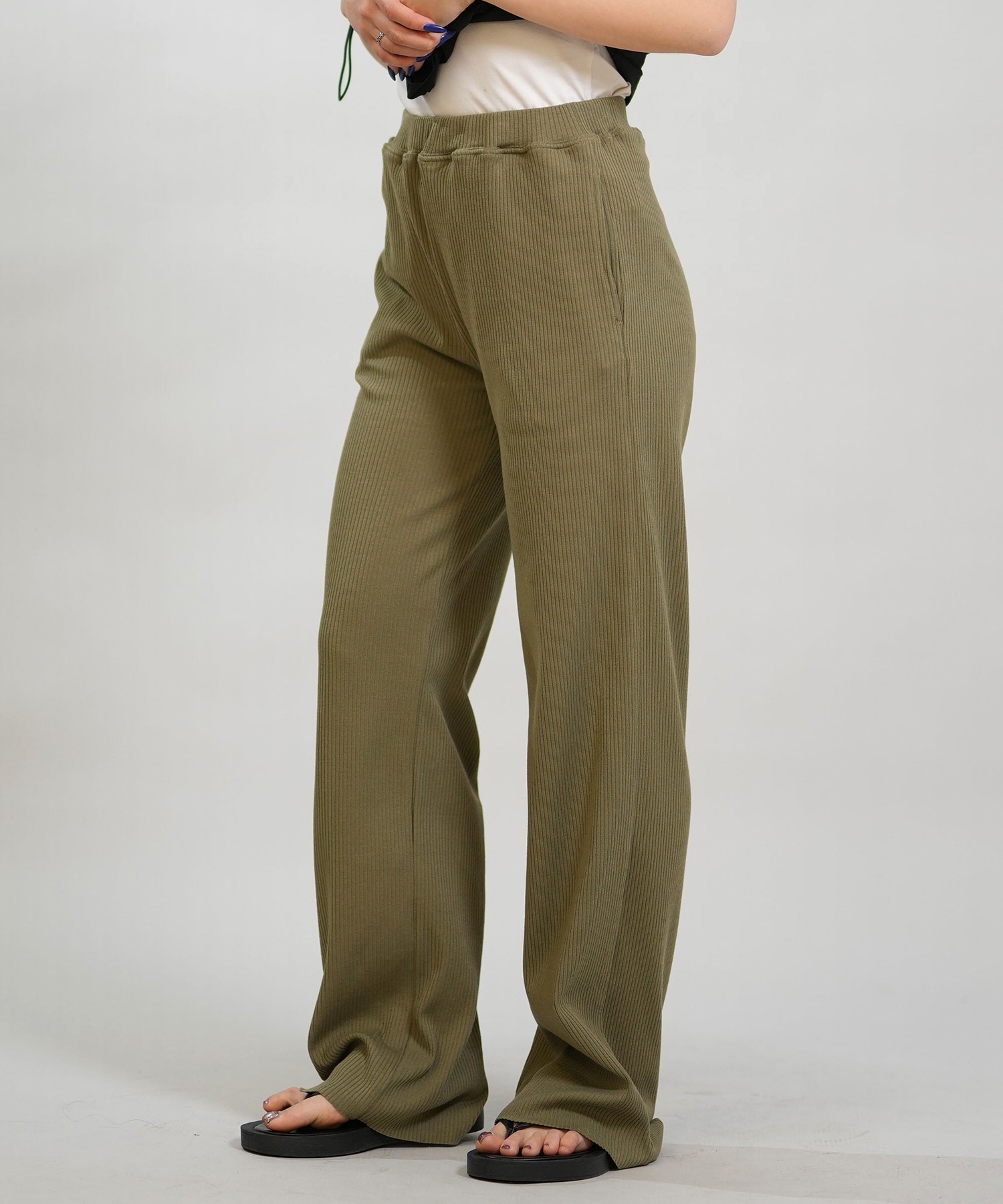 RIKKA FEMME リッカファム ロングパンツ レディース リブパンツ フレア RF6S-3105(KHA-FREE)