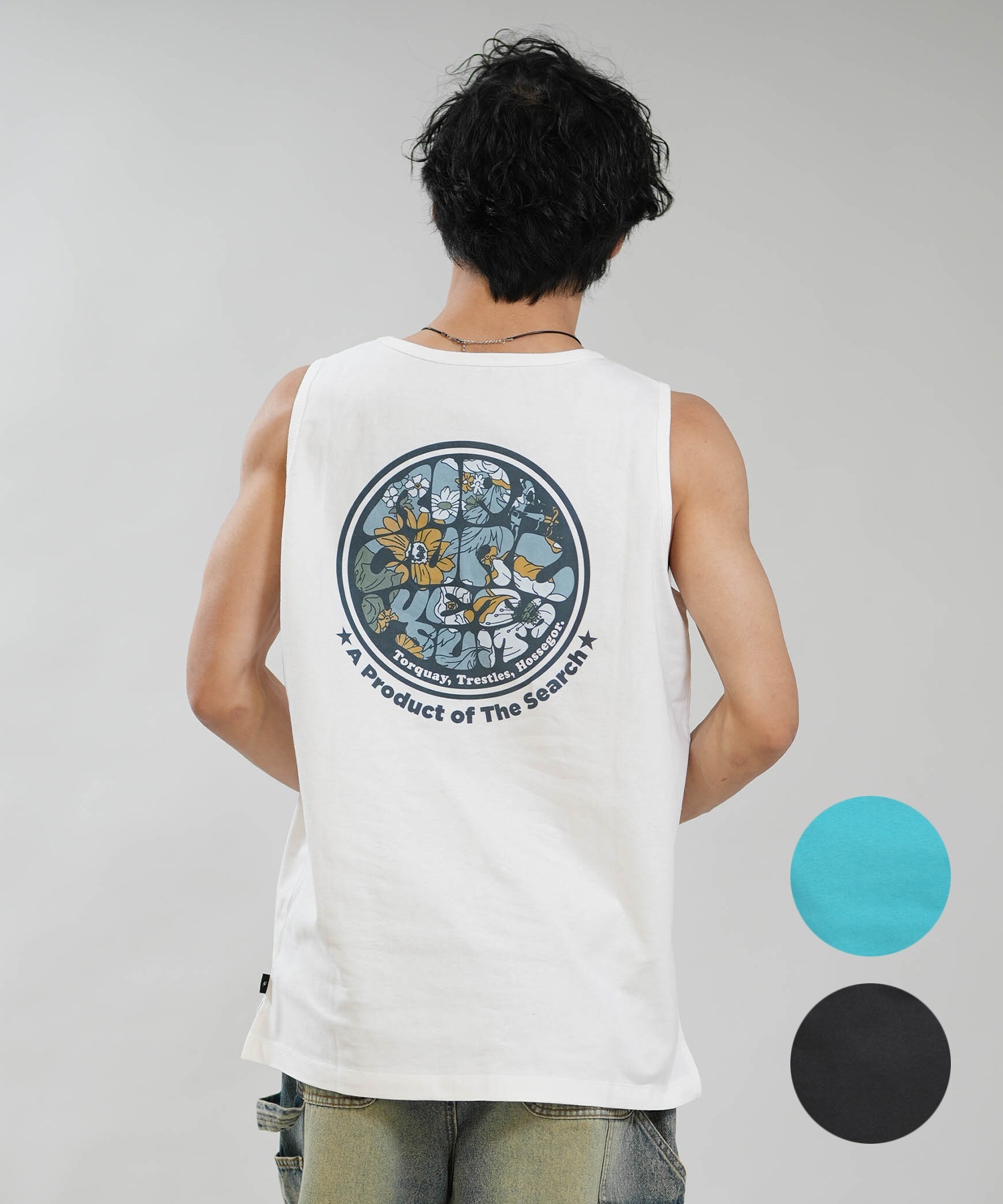 L.G.B. ブリーチ加工 バックプリント タンクトップ サイズ0 アーカイブ RIP CURL リップカール タンクトップ メンズ バックプリント WETTI