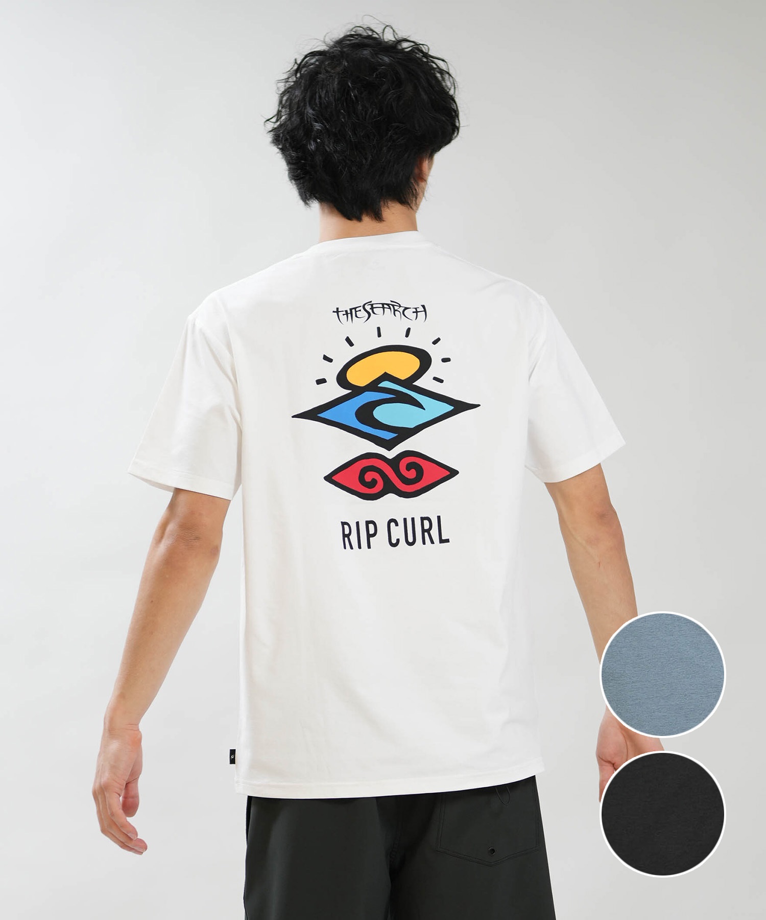 RIP CURL リップカール 半袖 Tシャツ メンズ UVカット SEARCH ICON RASH RCM6S-4303(WHT-M)