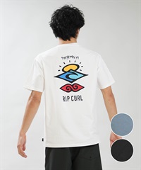RIP CURL リップカール 半袖 Tシャツ メンズ UVカット SEARCH ICON RASH RCM6S-4303(WHT-M)