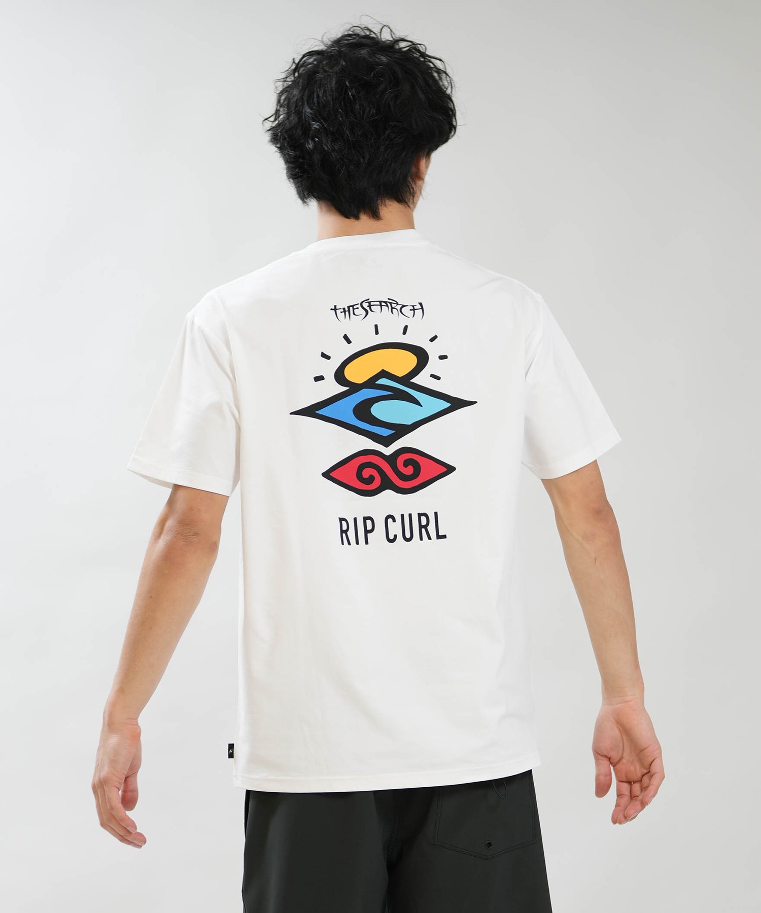 RIP CURL リップカール 半袖 Tシャツ メンズ UVカット SEARCH ICON RASH RCM6S-4303(WHT-M)