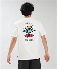 RIP CURL リップカール 半袖 Tシャツ メンズ UVカット SEARCH ICON RASH RCM6S-4303(WHT-M)