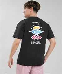 RIP CURL リップカール 半袖 Tシャツ メンズ UVカット SEARCH ICON RASH RCM6S-4303(BLK-M)