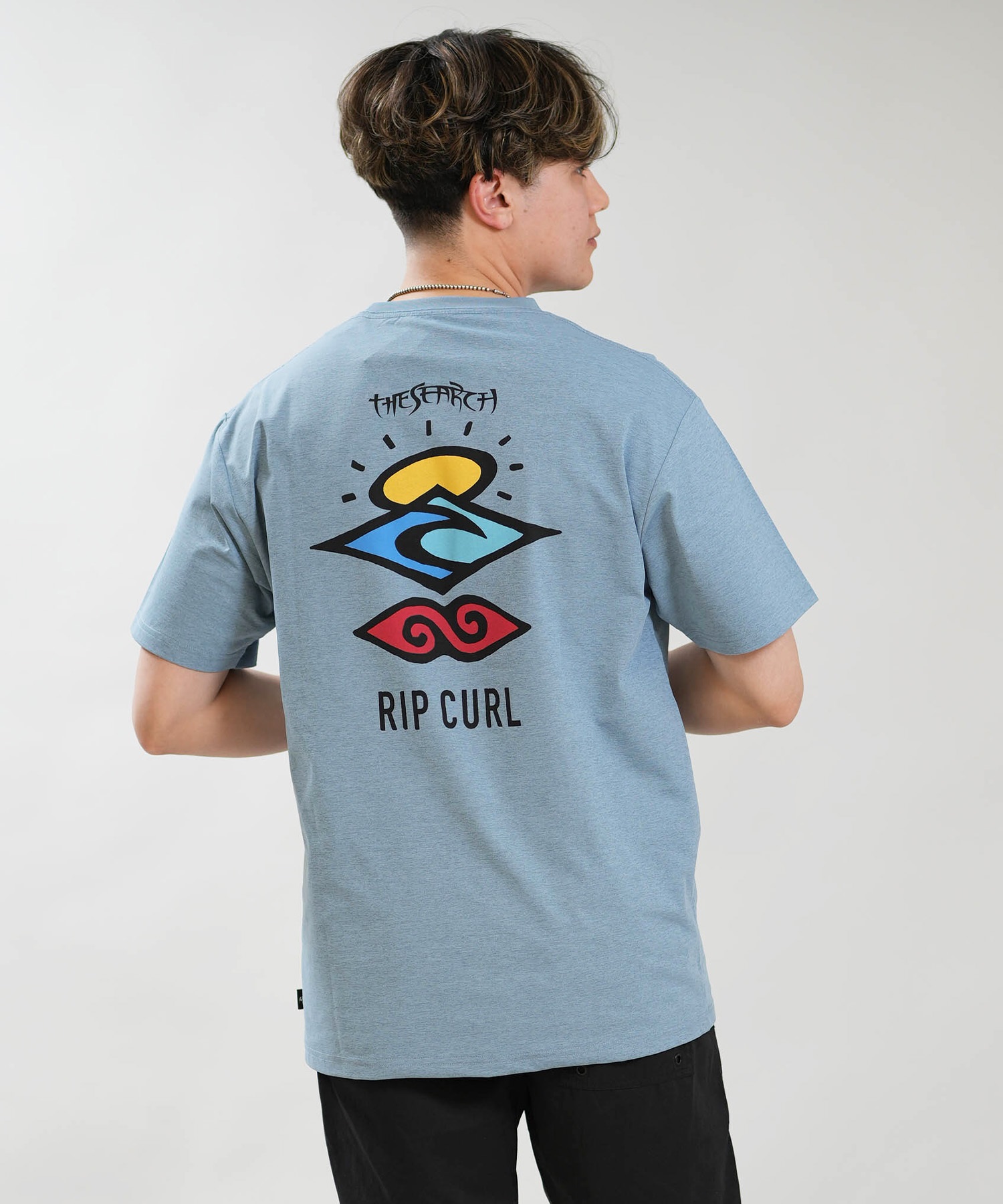 RIP CURL リップカール 半袖 Tシャツ メンズ UVカット SEARCH ICON RASH RCM6S-4303(CYN-M)