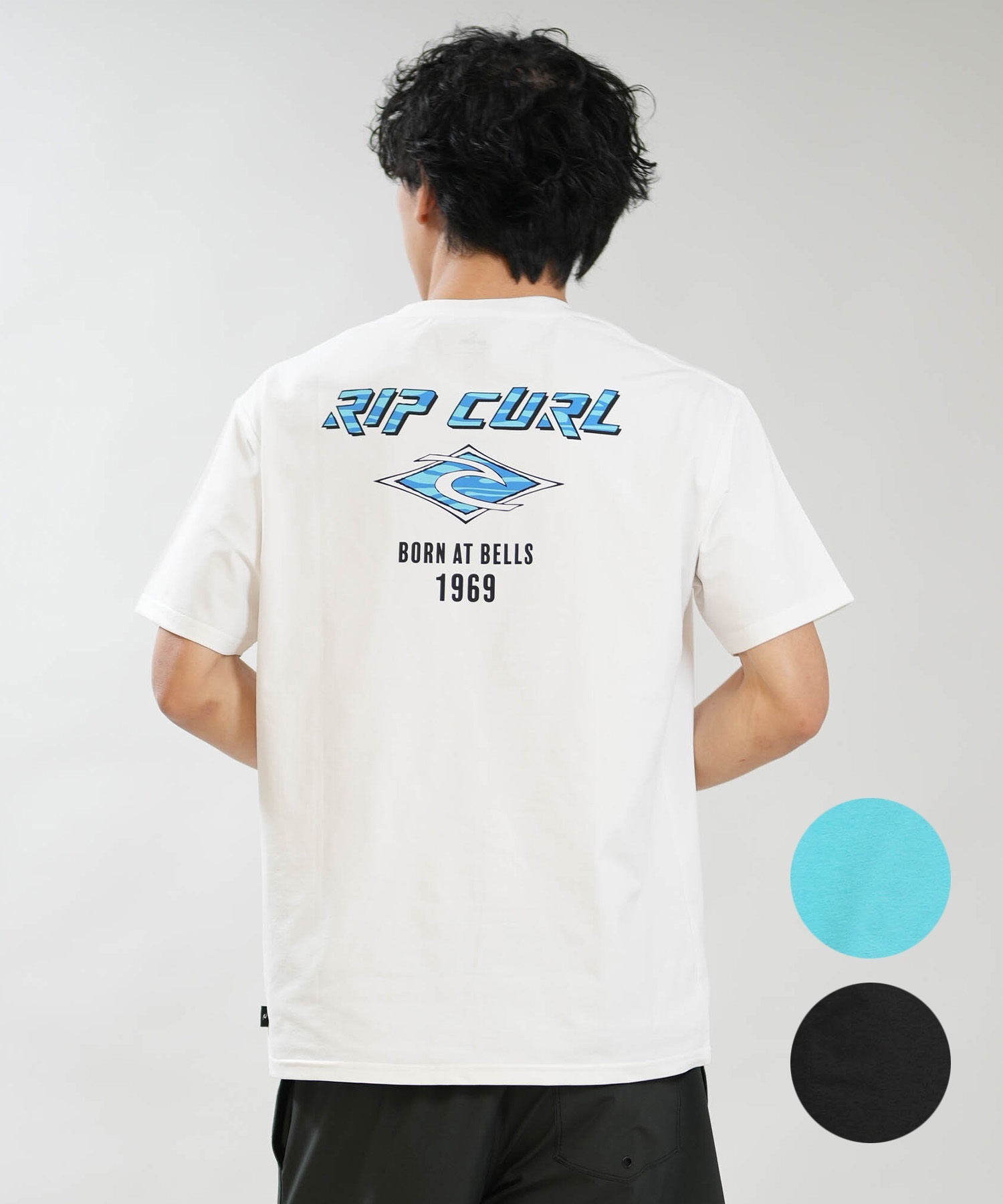 RIP CURL リップカール 半袖 Tシャツ メンズ バックプリント BORN AT BELLS RASH RCM6S-4307(WHT-M)
