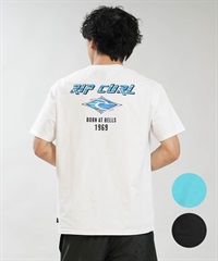 RIP CURL リップカール 半袖 Tシャツ メンズ バックプリント BORN AT BELLS RASH RCM6S-4307(WHT-M)