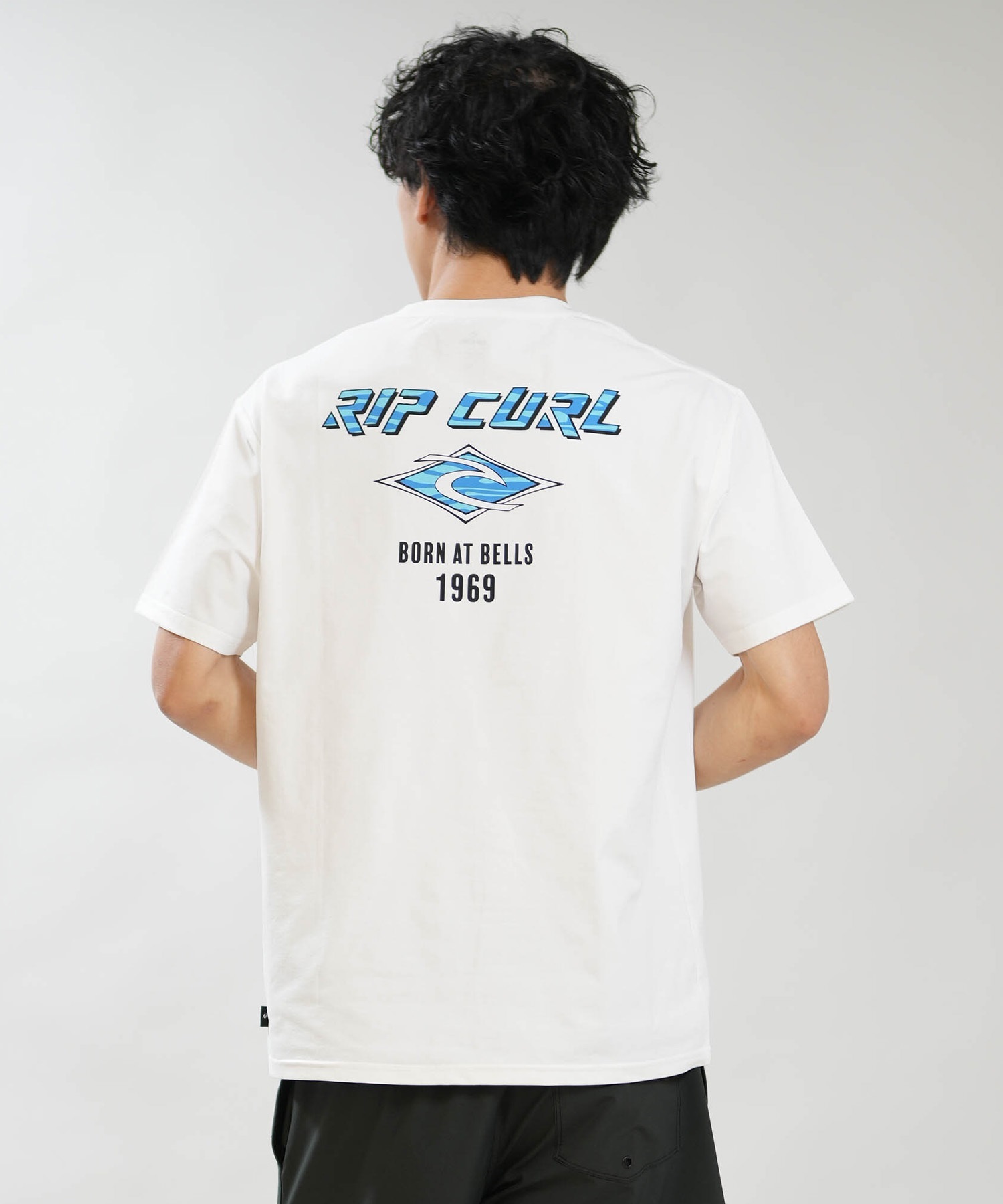 RIP CURL リップカール 半袖 Tシャツ メンズ バックプリント BORN AT BELLS RASH RCM6S-4307(WHT-M)
