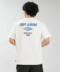 RIP CURL リップカール 半袖 Tシャツ メンズ バックプリント BORN AT BELLS RASH RCM6S-4307(WHT-M)