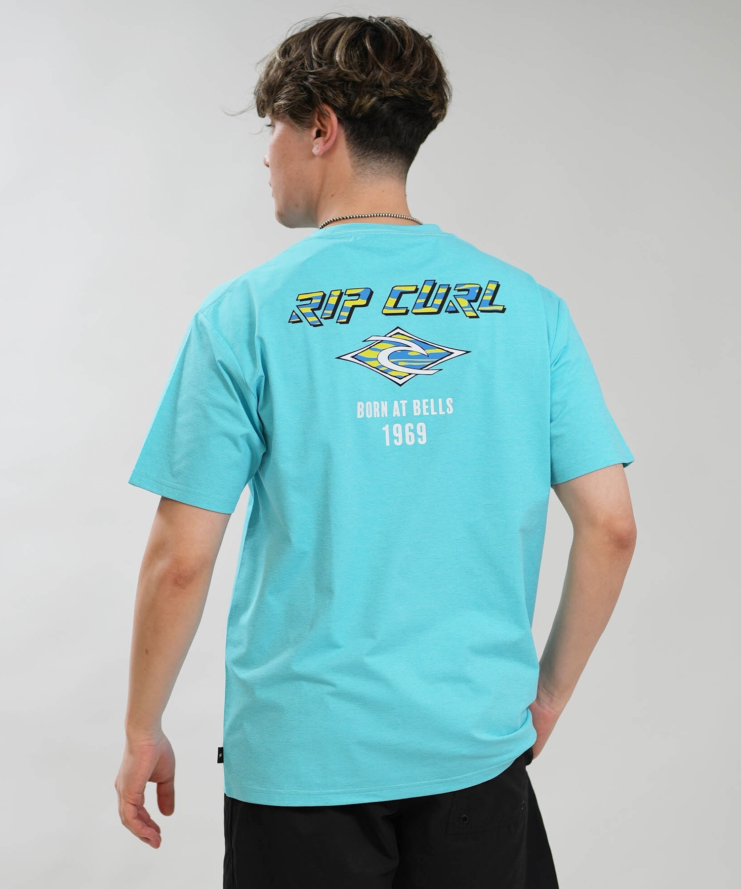 RIP CURL リップカール 半袖 Tシャツ メンズ バックプリント BORN AT BELLS RASH RCM6S-4307(CYN-M)