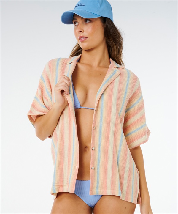 RIP CURL リップカール 半袖 シャツ レディース SURF STRIPE S S SHIRT 07RWSH