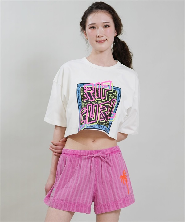 RIP CURL リップカール 水着 ラッシュガード 半袖 Tシャツ レディース 水陸両用 TRIBAL CROP TEE UVケアラッシュガード RCL6S-4305