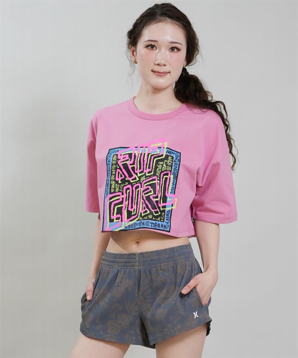 RIP CURL リップカール 水着 ラッシュガード 半袖 Tシャツ レディース 水陸両用 TRIBAL CROP TEE UVケアラッシュガード RCL6S-4305