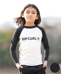 RIP CURL リップカール 水着 ラッシュガード 長袖 Tシャツ ロンT キッズ 子供 BLADE LOGO KIDS RASH RCK6S-4301(BLK-120cm)