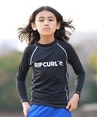RIP CURL リップカール 水着 ラッシュガード 長袖 Tシャツ ロンT キッズ 子供 BLADE LOGO KIDS RASH RCK6S-4301(BLK-120cm)