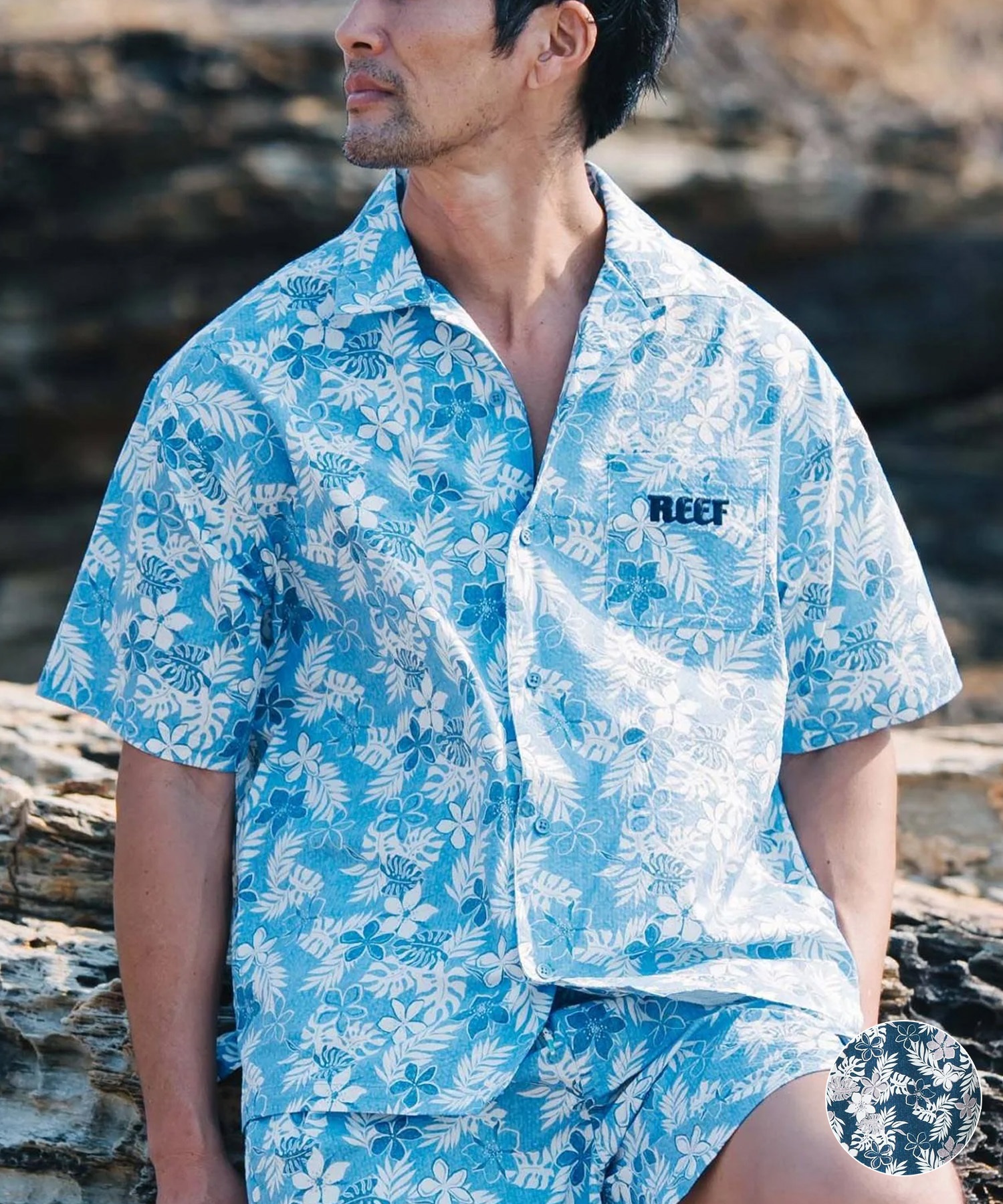 REEF リーフ 半袖 シャツ メンズ UVカット 抗菌防臭 ストレッチ 塩素