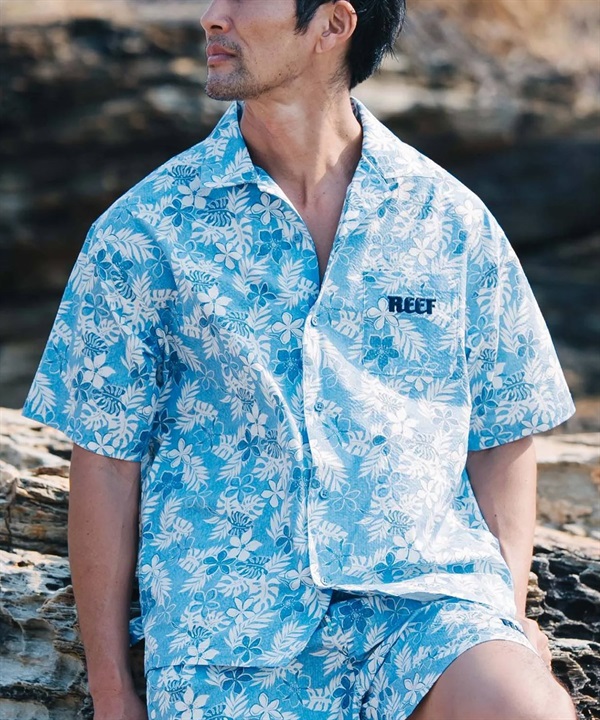 REEF リーフ 半袖 シャツ メンズ UVカット 抗菌防臭 ストレッチ 塩素対応 水陸両用 セットアップ対応 ELY262601T