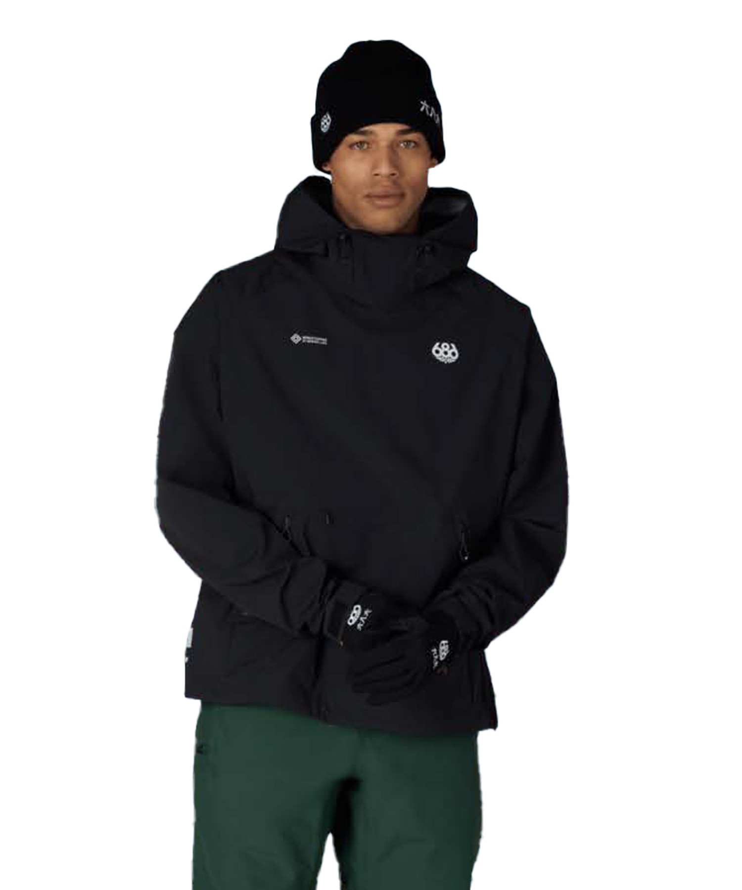 686 シックスエイトシックス ウインドストッパー プルオーバーフーディー M6WNCS129 スノーボード ウェア パーカー 耐水 防風 ソフトシェル メンズ 26-27 早期購入/店頭受取対象外(BLK-S)