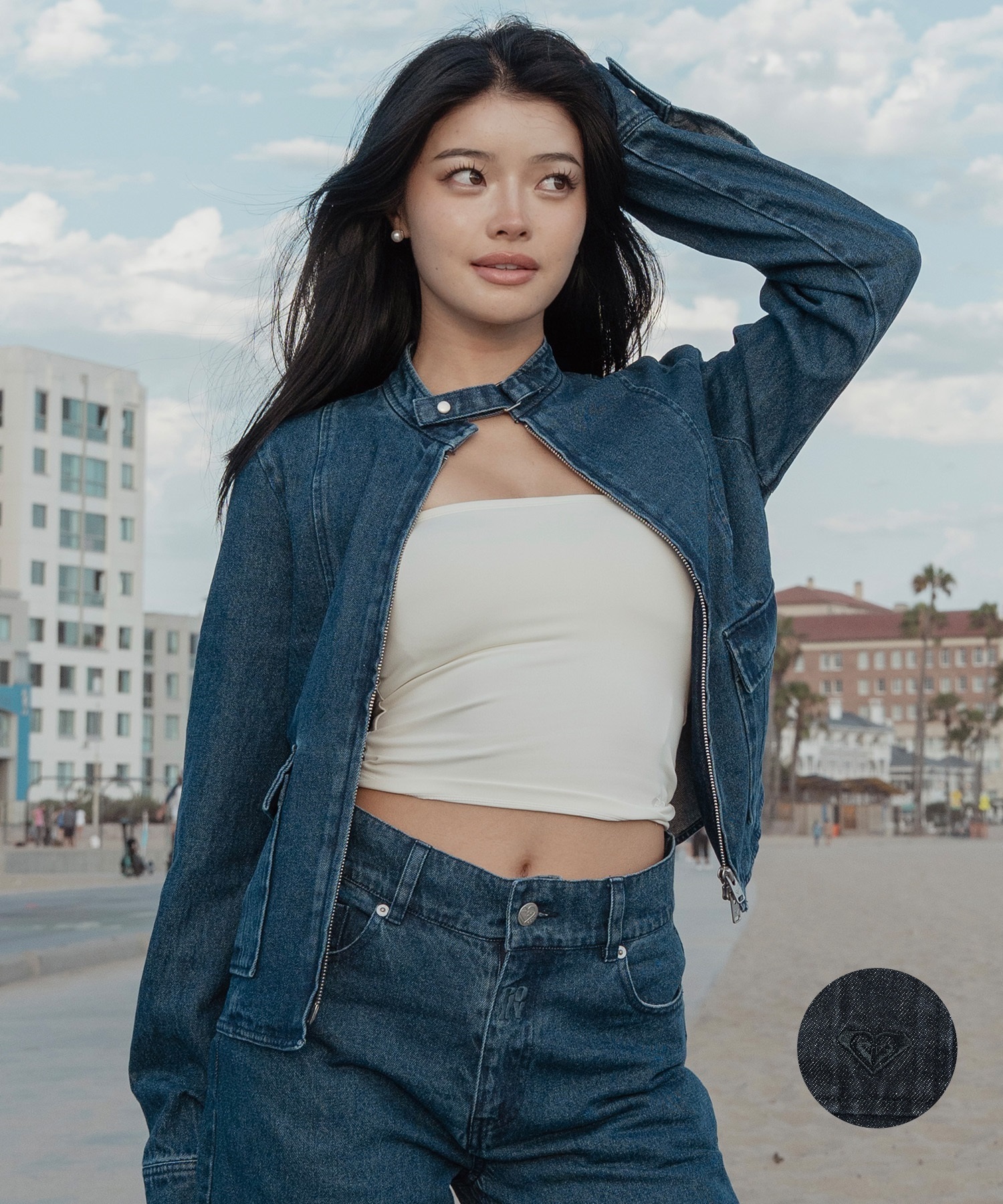 ROXY ロキシー デニム ジャケット Gジャン レディース 無地 NANAHA