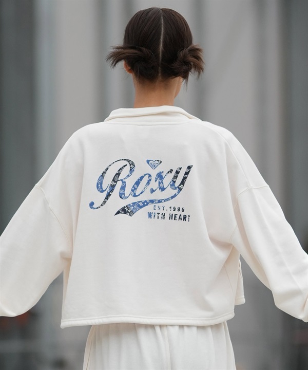 ROXY ロキシー トレーナー スウェット レディース ジップアップ スタンドカラー 丈短め バックプリント 裏毛セットアップ対応 RZP261074