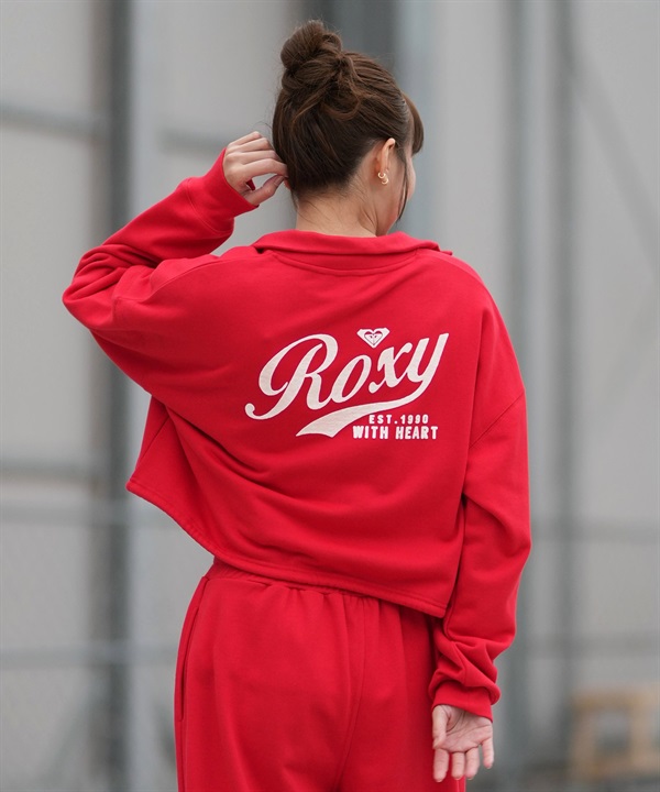 ROXY ロキシー トレーナー スウェット レディース ジップアップ スタンドカラー 丈短め バックプリント 裏毛セットアップ対応 RZP261074