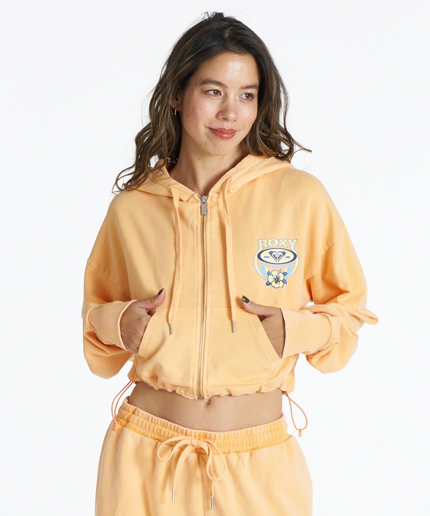 ROXY ロキシー ジップアップ パーカー レディース クロップド丈 裏毛