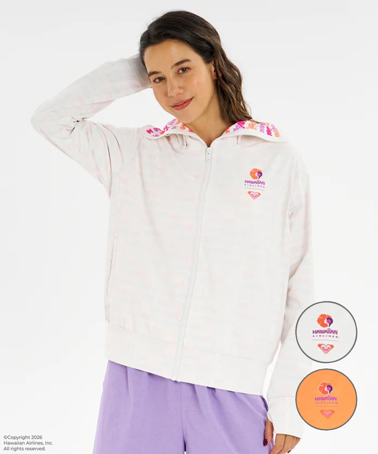 ROXY ロキシー HAWAIIAN AIRLINES コラボ ジップアップ パーカー