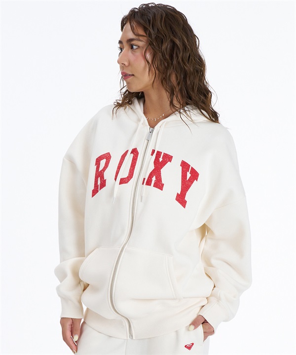 ROXY ロキシー ジップアップ パーカー フーディー レディース ロゴ オーバーサイズ セットアップ対応 PACIFIC VARSITY RZP264619M ムラサキスポーツ限定