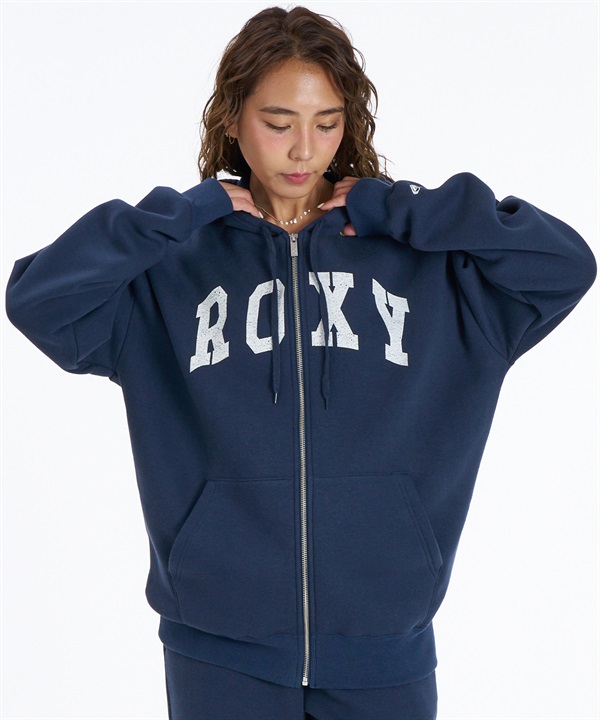 ROXY ロキシー ジップアップ パーカー フーディー レディース ロゴ オーバーサイズ セットアップ対応 PACIFIC VARSITY RZP264619M ムラサキスポーツ限定