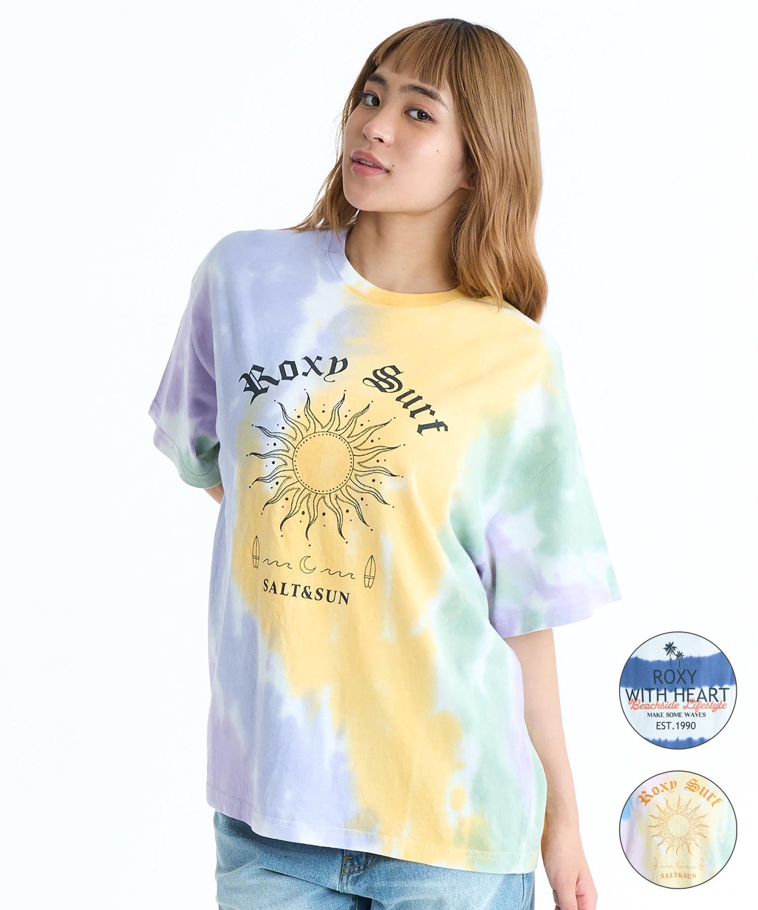 ROXY ロキシー 半袖 Tシャツ レディース バックプリント ボーダー タイダイ RST261093(BBO-M)