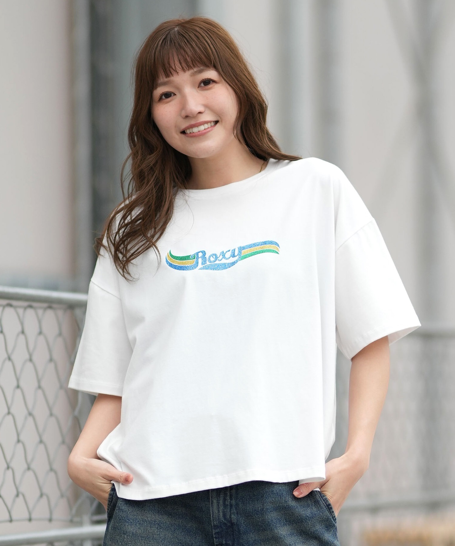 ROXY ロキシー 半袖 Tシャツ レディース フロントプリント RST261641M ムラサキスポーツ限定(WHT-M)